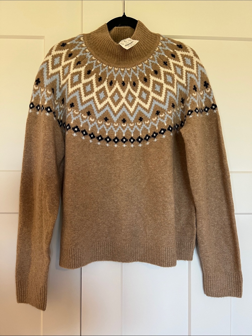 J. Crew Tan Fair Isle Mock Neck Sweater